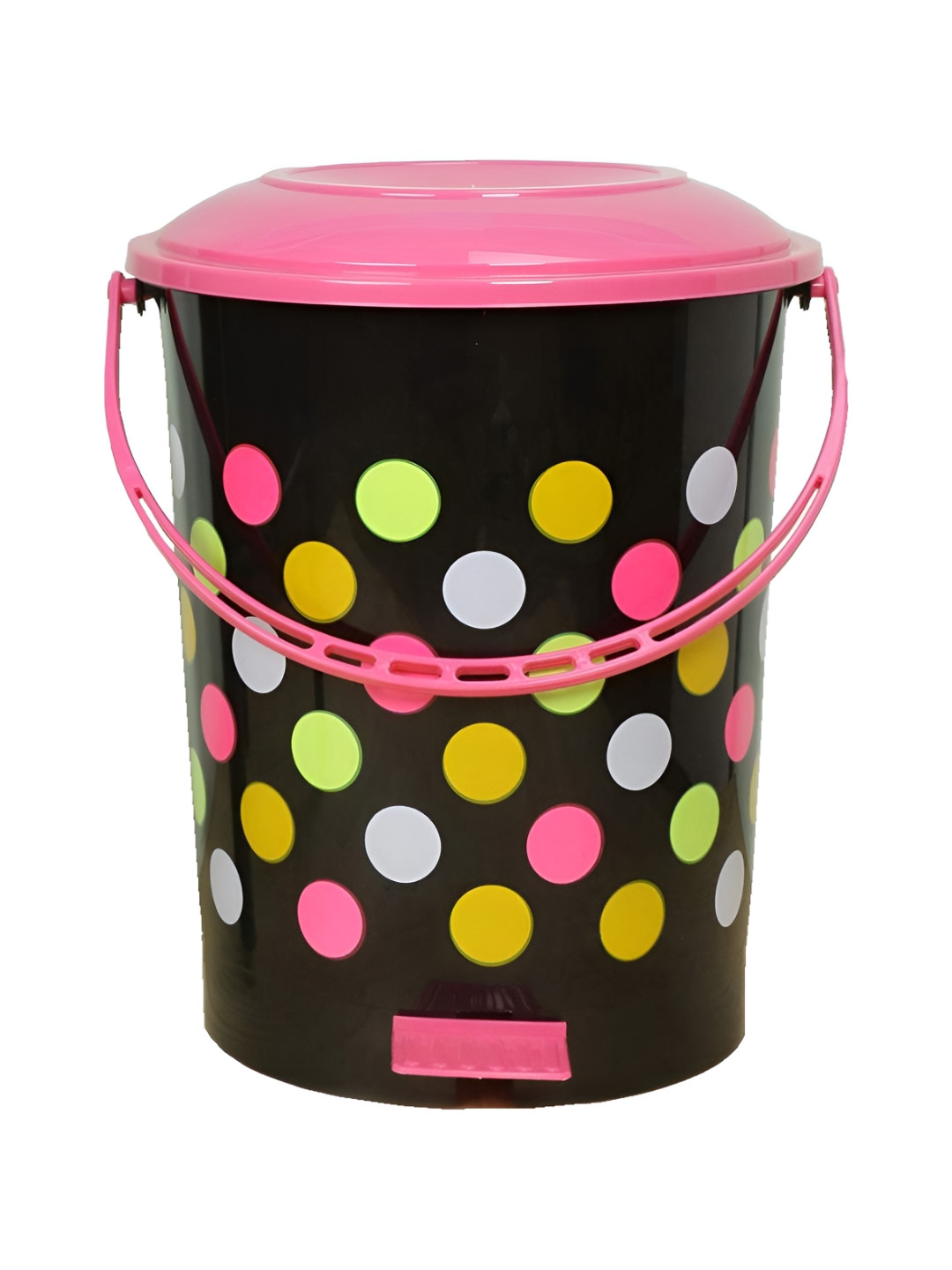 RANDAL Black & Pink Dot Printed Standard Pedal Dustbin - 12 L