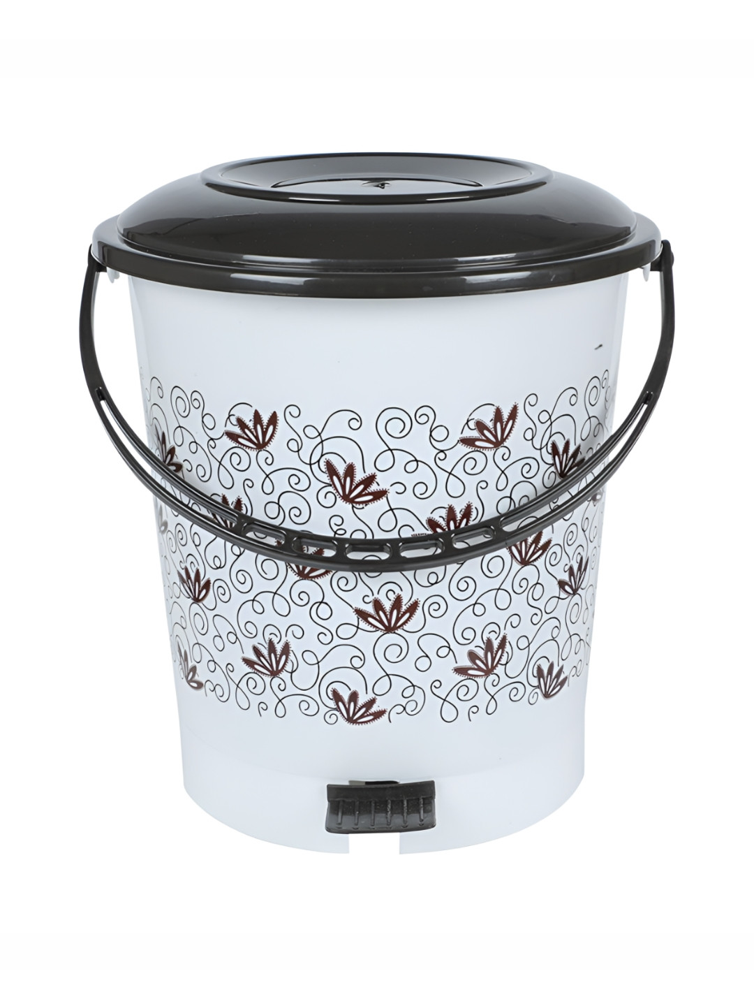RANDAL White & Brown Floral Printed Standard Pedal Dustbin - 12 L