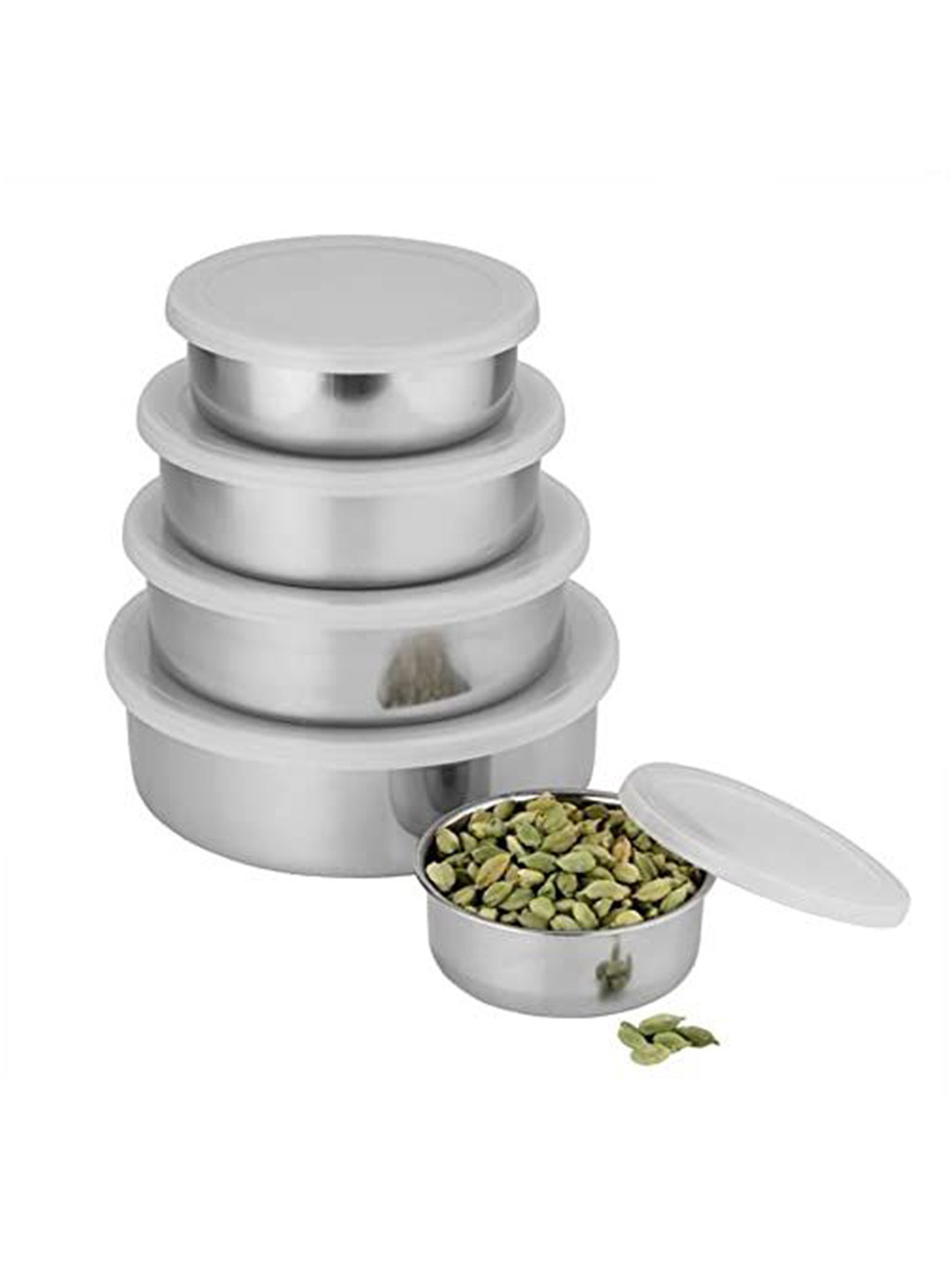 Classic Essentials Steel Stainless Steel Refrigerator Safe 5 Piece Screw Top Fridge Container