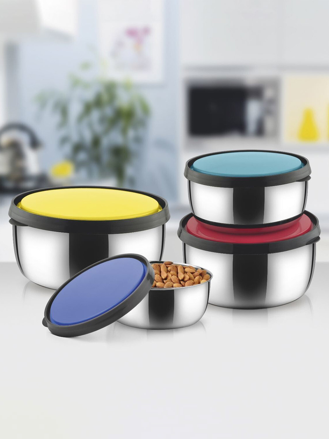 Classic Essentials Steel Stainless Steel Refrigerator Safe 4 Piece Screw Top Fridge Container