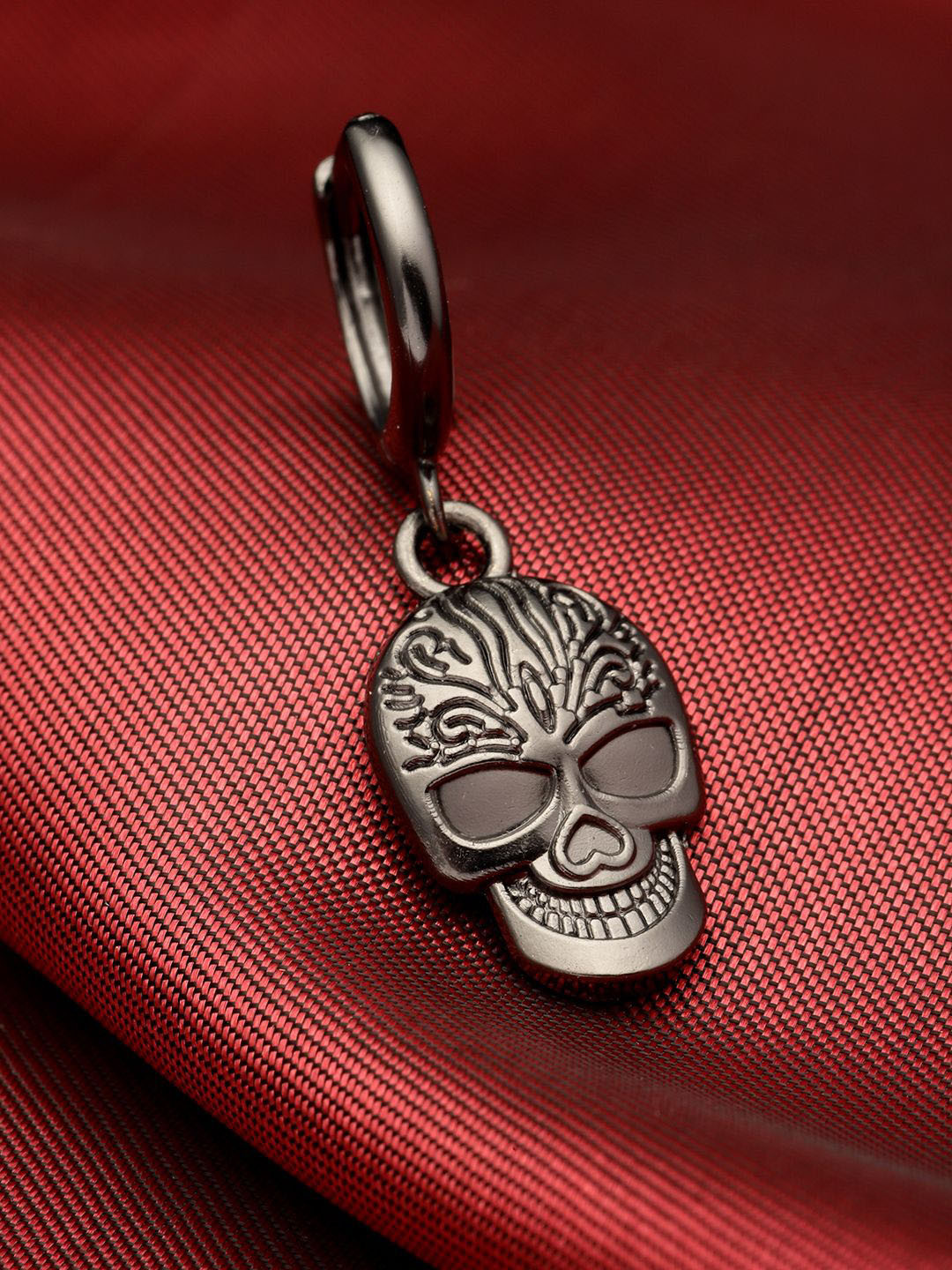 Sanjog Unisex Sainless Steel Skull Drop Dangle Hoop Quirky Antique Drop Piercing Earstuds