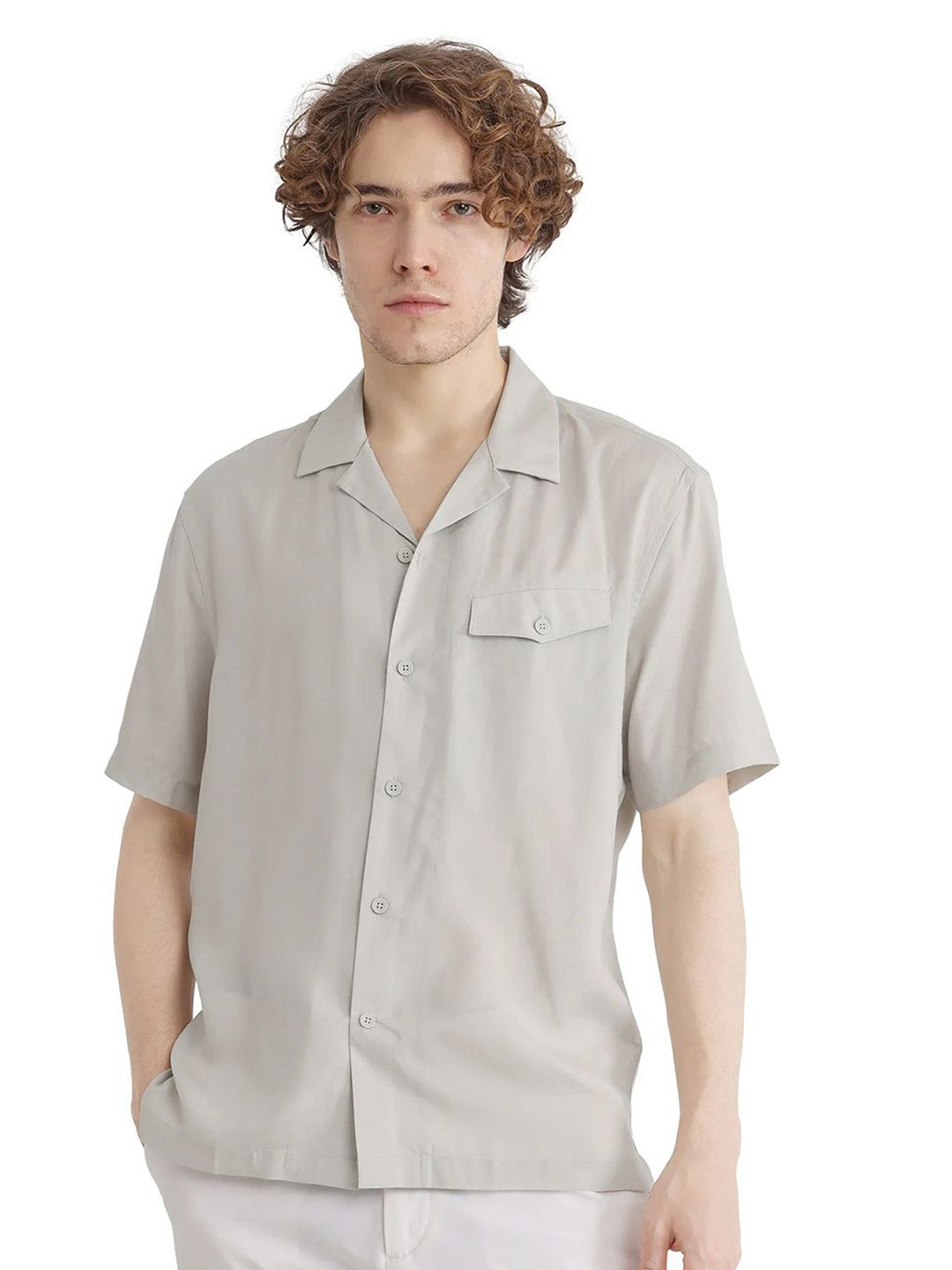 RARE RABBIT Men Comfort Cuban Collar Solid Casual Shirt