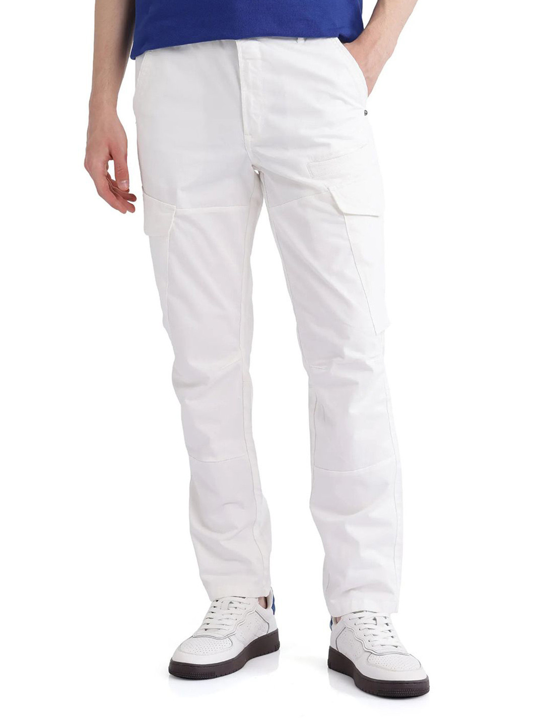 RARE RABBIT Men White Regular Fit Plain Trouser