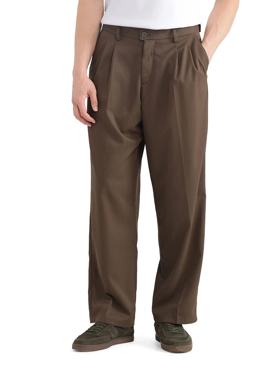 RARE RABBIT Men Relaxed Pleated Relaxed Fit Trousers