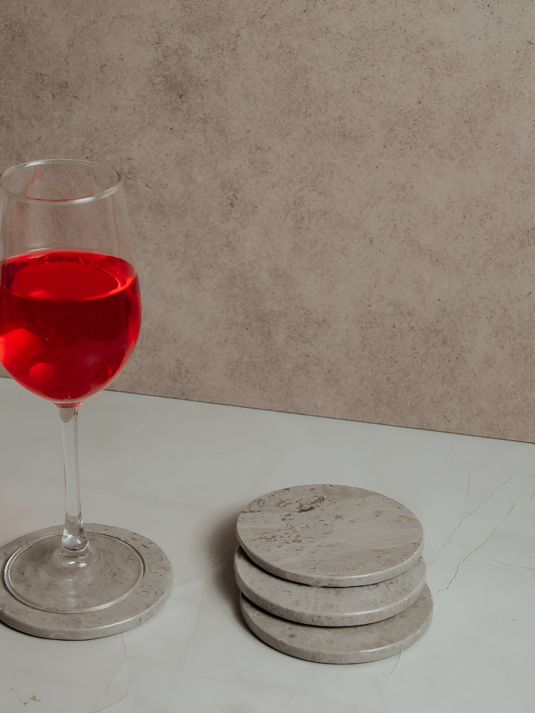 MARBIQUE Grey 4 Pieces Printed Marble Round Coasters