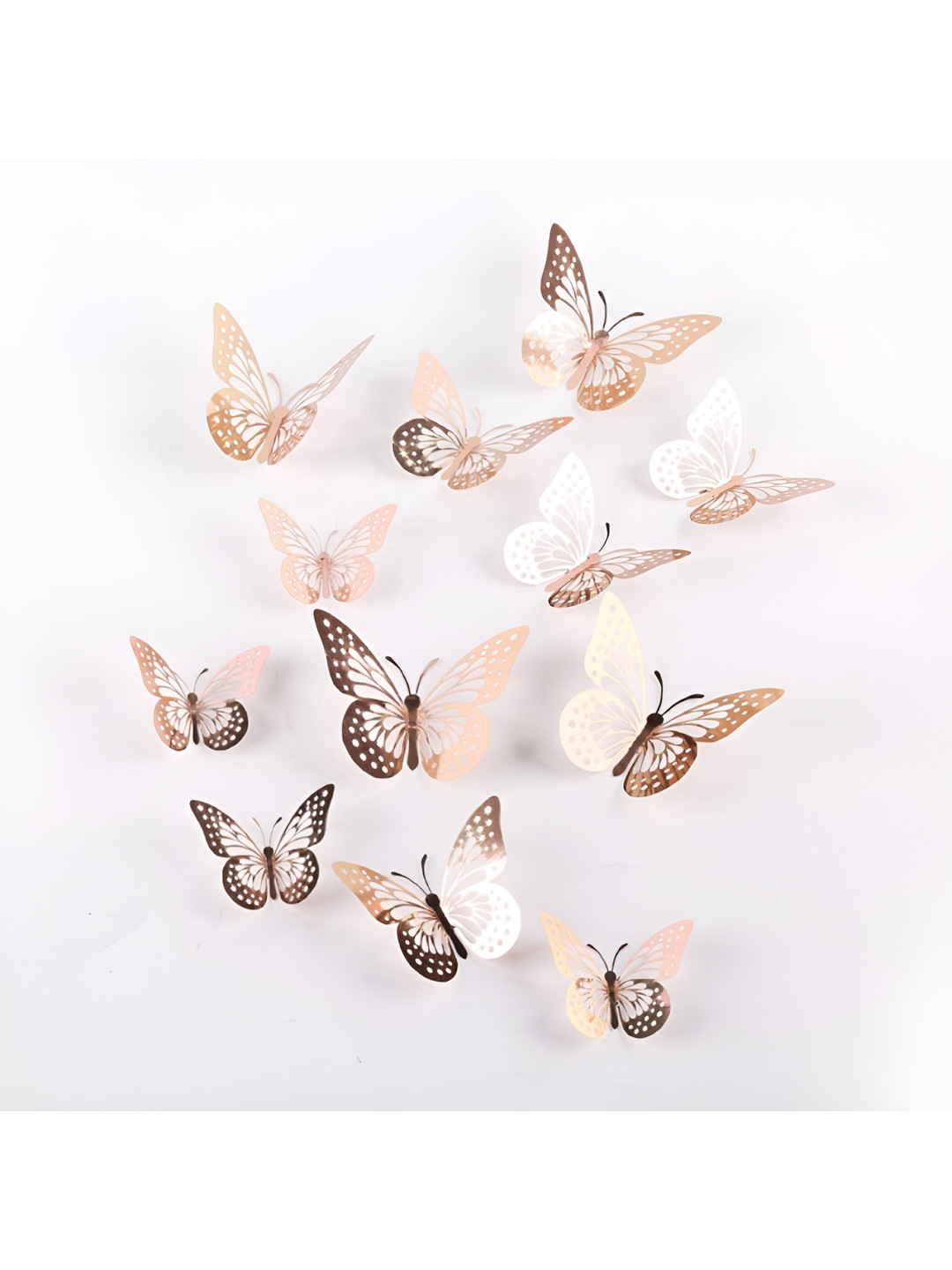 Jaamso Royals Peach Coloured 12 Pieces Peach Textured Butterfly Wall Stickers
