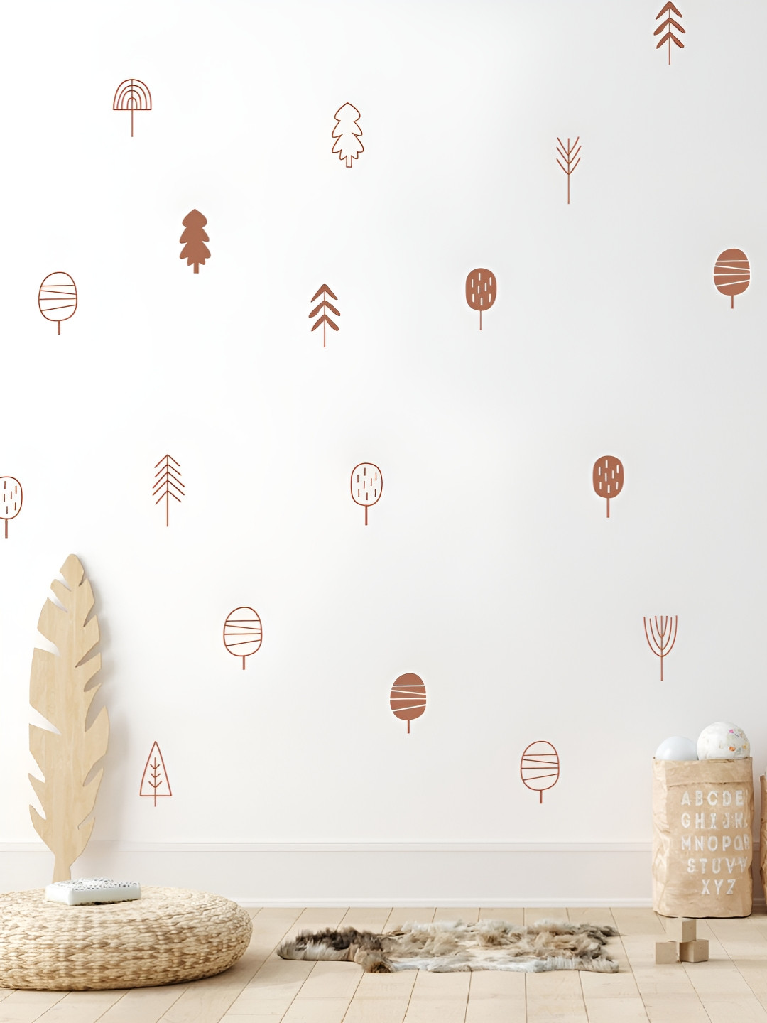 Jaamso Royals White & Brown Printed  Waterproof Heat-Resistant Self Adhesive Wall Sticker