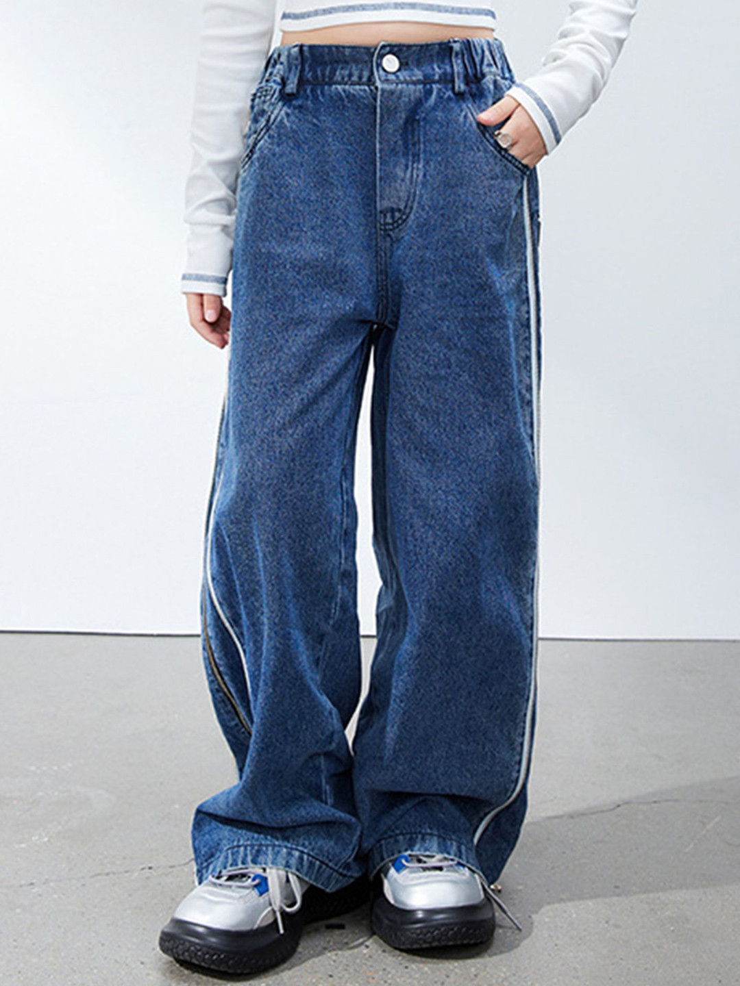 LULU & SKY Girls Straight Fit Low-Rise Jeans