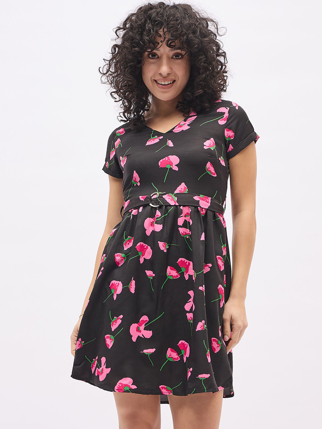 Deewa Women Floral Printed Fit & Flare Mini Dress