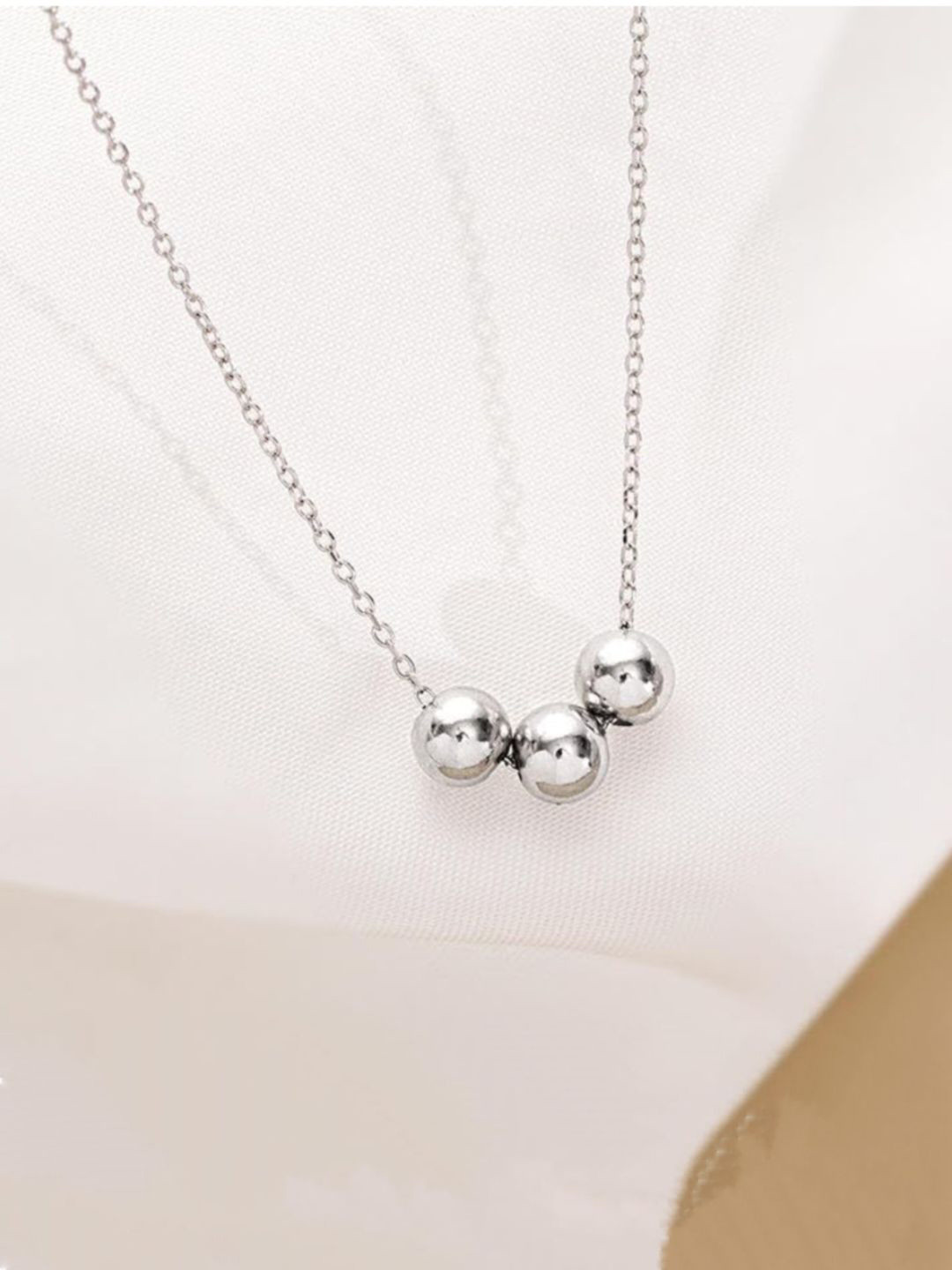 V FASHION JEWELLERY 9298 Silver-Plated Stainless Steel Ball Chain