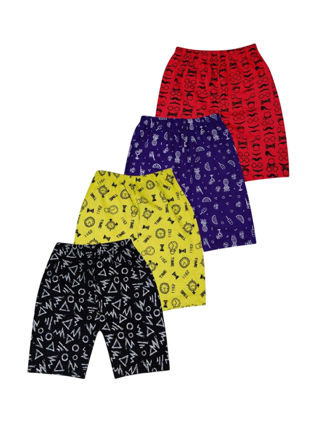 SAN TEE Kids Pack of 4 Printed Cotton Shorts