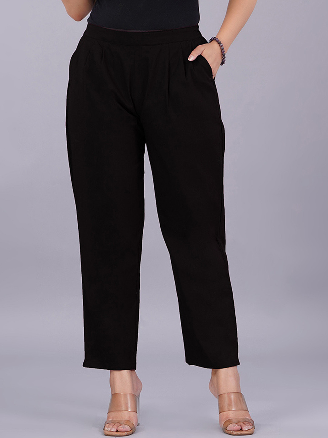 VENITYWAVE Women Regular Fit Mid-Rise Relaxed Trousers
