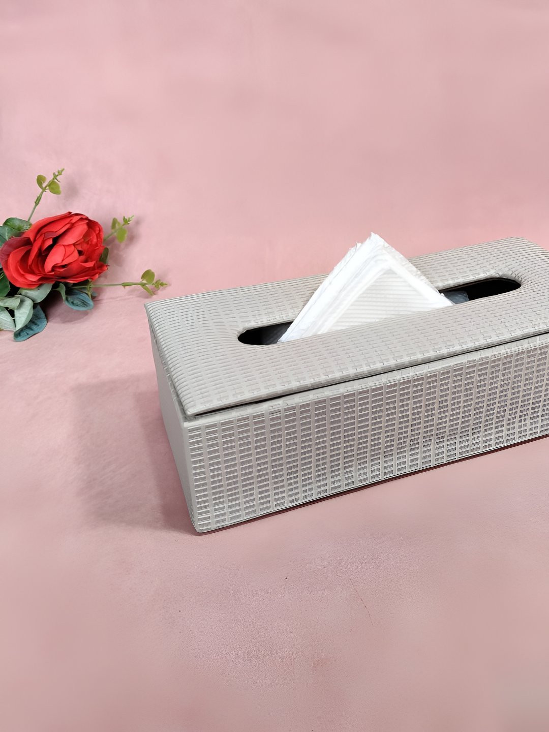 THE HOME CO. Grey Rectangle Shaped Wooden Tissue Holder