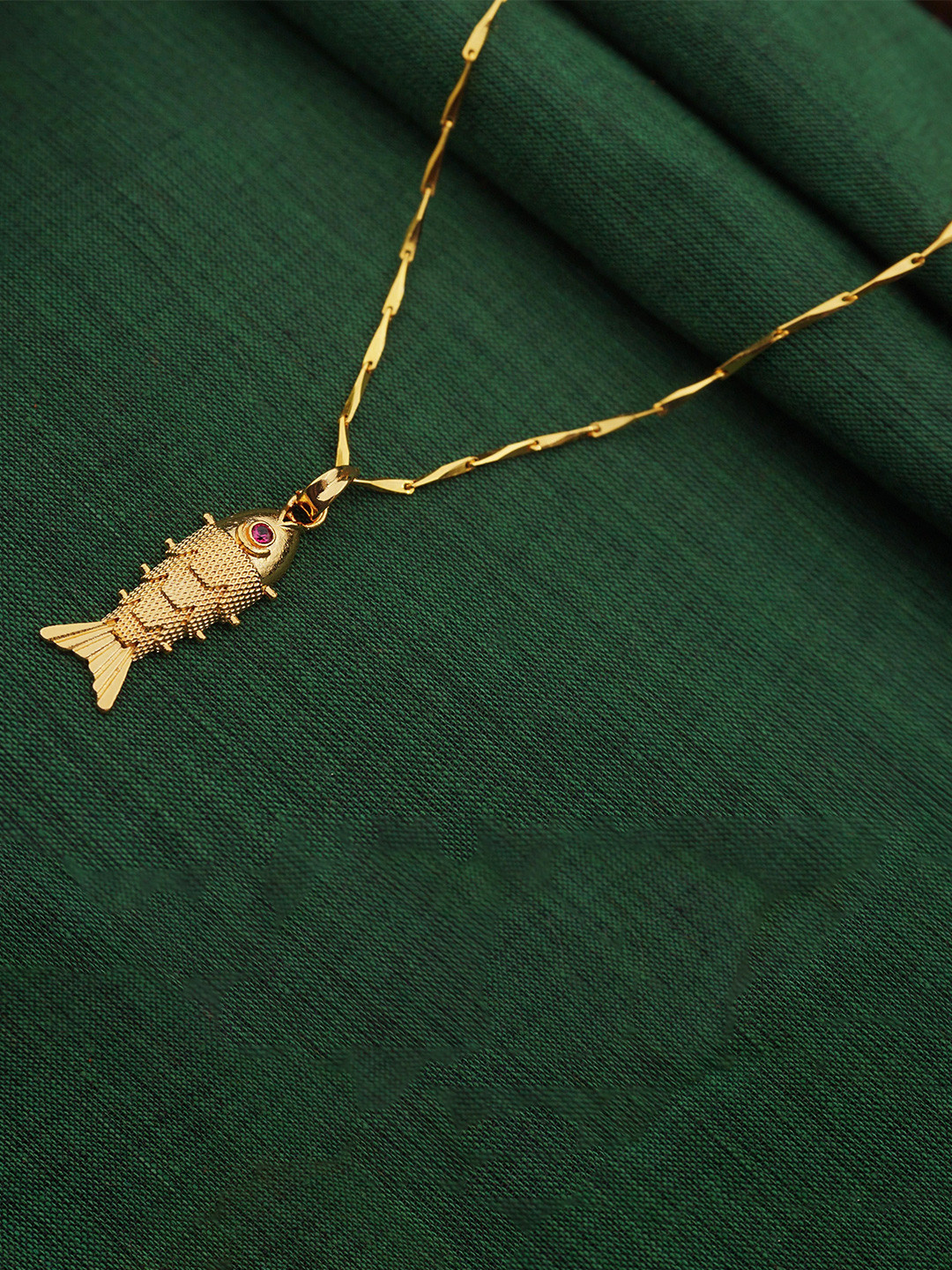 PINAAKA DARINI 1 Gram Gold Plated Fish Pendant with Chain