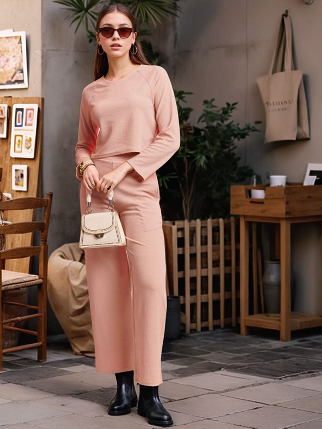 DressBerry Pink Round Neck T-Shirt & Trouser