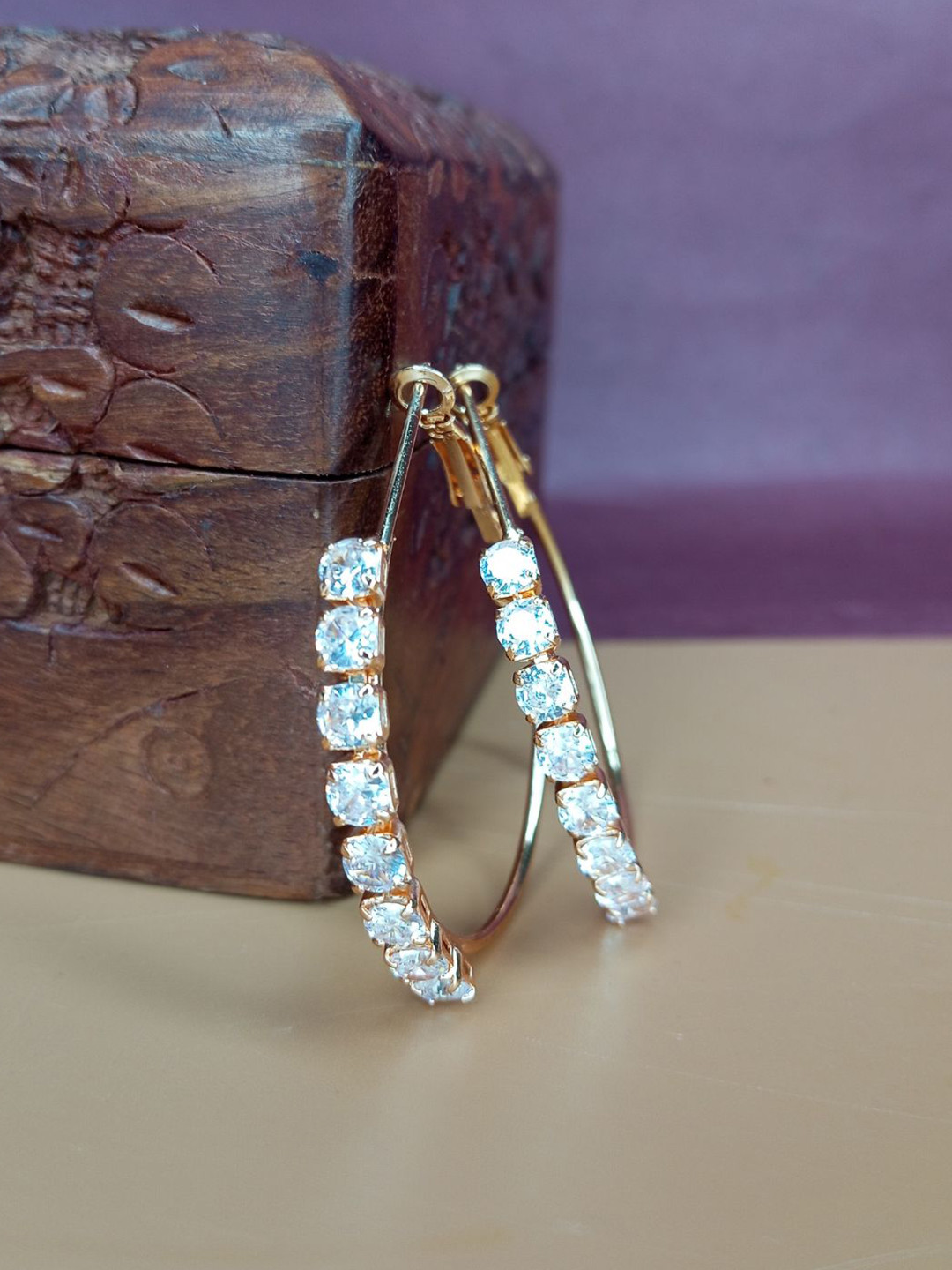 DressBerry Rose Gold-Plated AD Circular Hoop Earrings