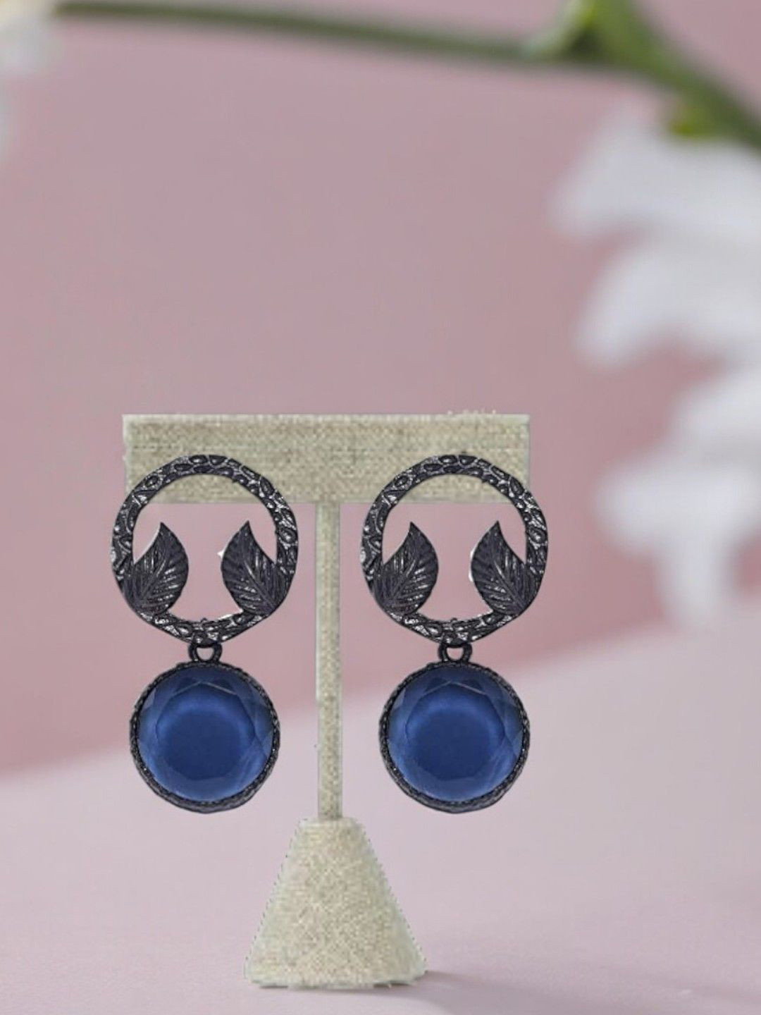 House of Pataudi Silver Plated Gemstone Studded Earrings