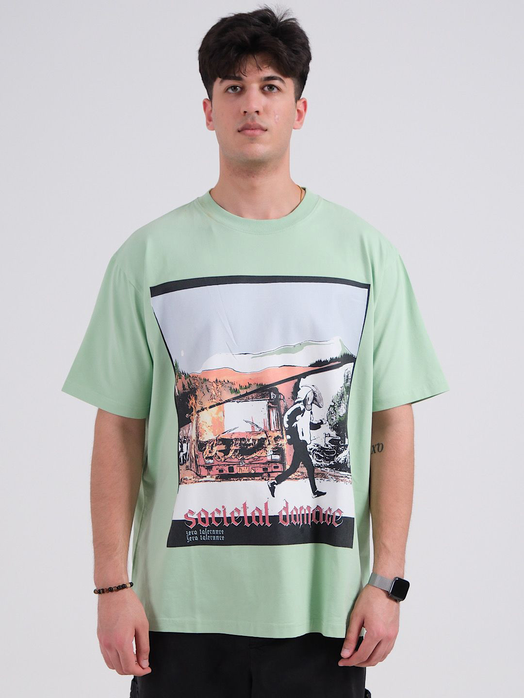 ZERO TOLERANCE Unisex Graphic Printed Round Neck Cotton Baggy T-shirt