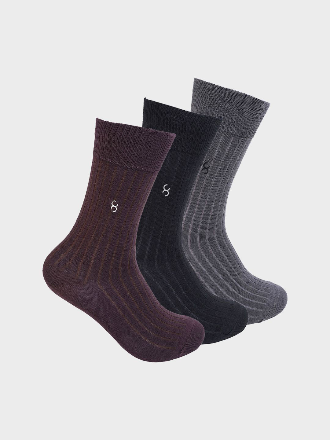 One8 Men Pack Of 3 Cotton Anti-Bacterial Mositure Wicking Calf-Length Socks