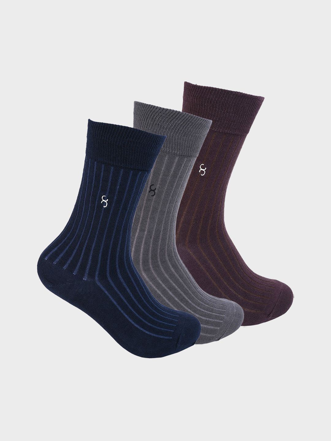 One8 Men Pack Of 3 Cotton Anti-Bacterial Mositure Wicking Calf-Length Socks