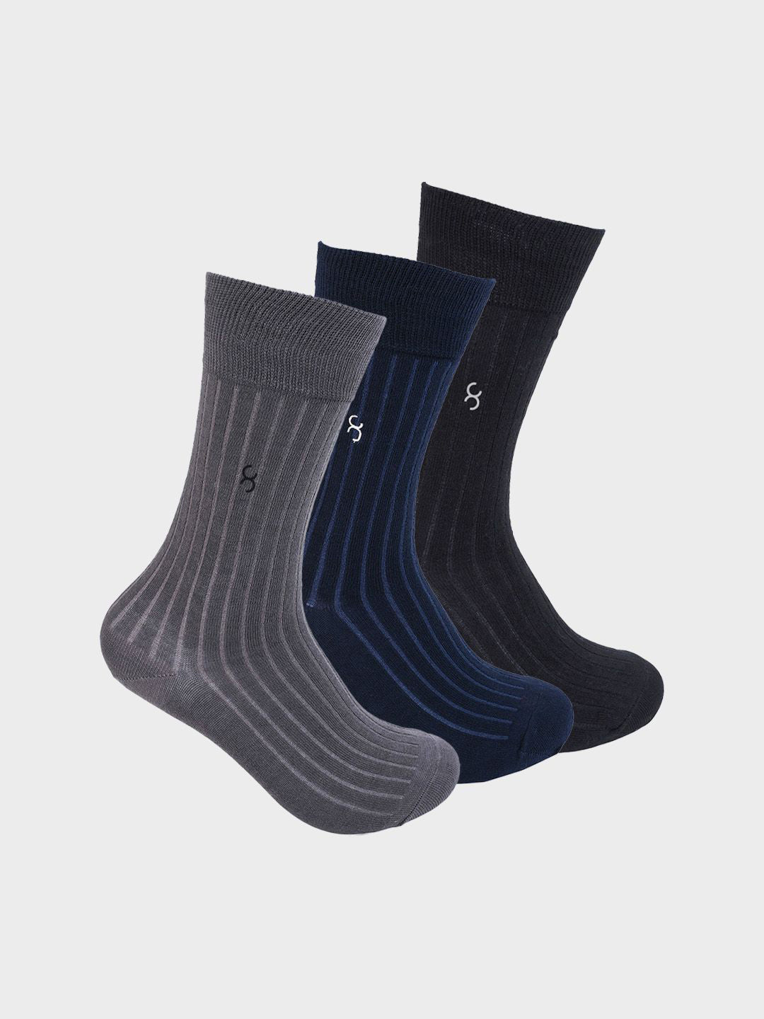 One8 Men Pack Of 3 Cotton Comfort Grip Anti-Bacterial Mositure Wicking Calf-Length Socks