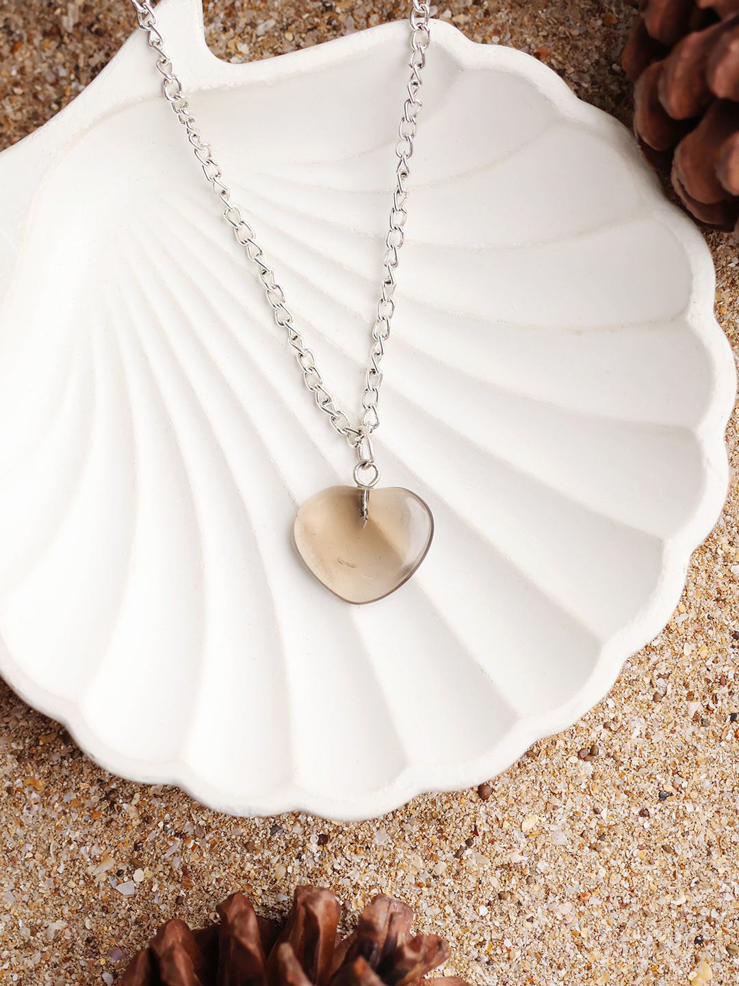 Shubhanjali Smoky Quartz Mini Heart Shaped Pendant