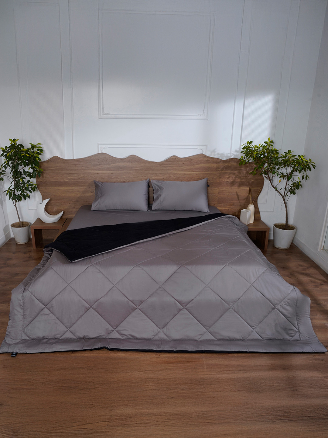 BELIHODE Black 150 GSM AC Room Cotton Reversible Double Bed Comforter