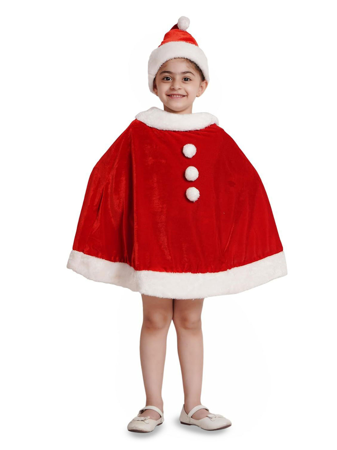 Kaku Fancy dresses Kids Light Weight Velvet Santa Hooded Christmas Costume Set