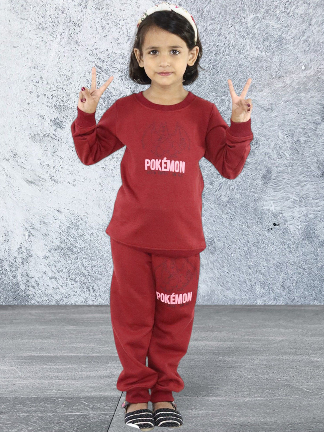 Kids Cave Girls Printed Sweatshirt With Trouser Clothing Set