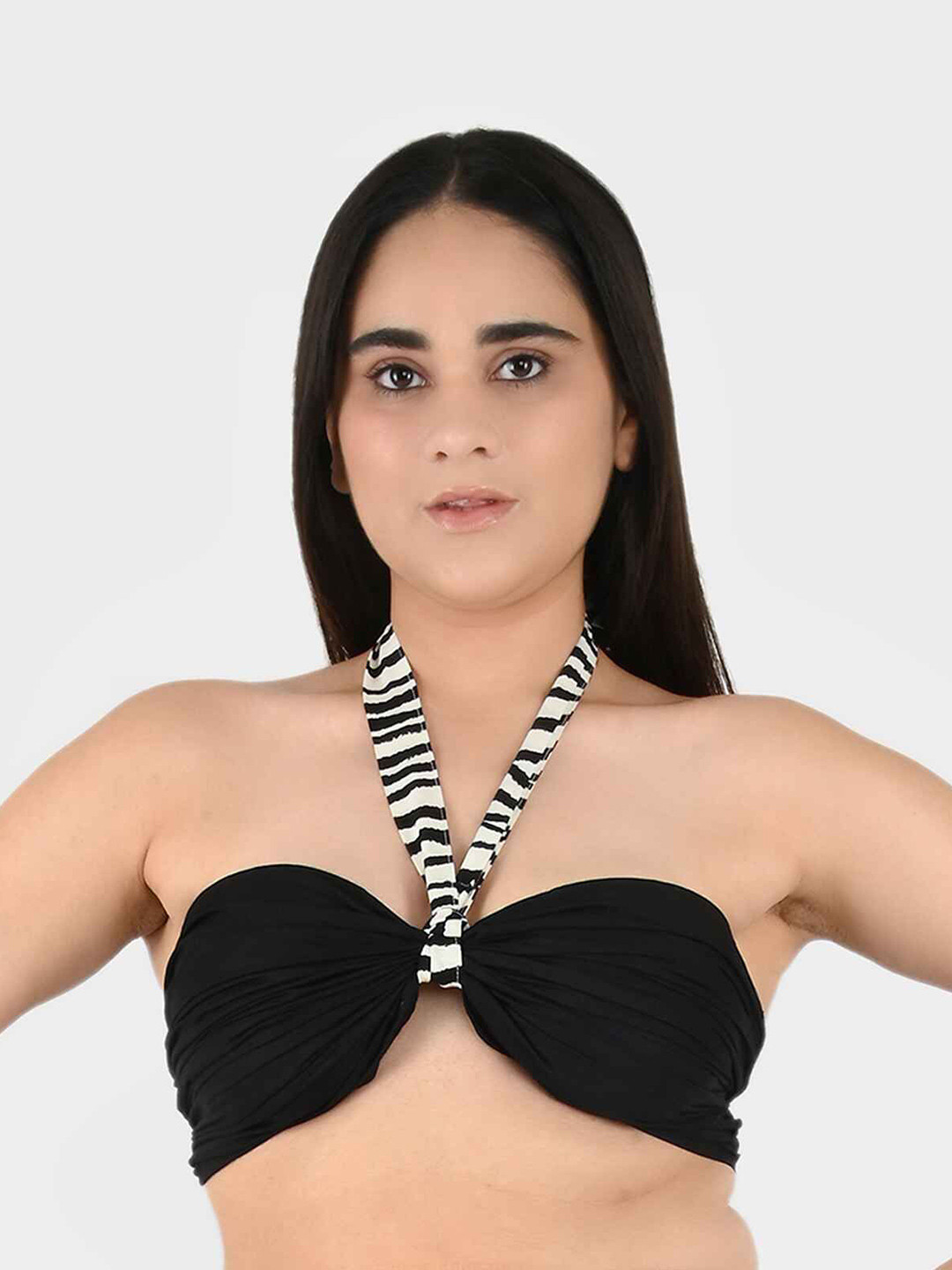 Blissence Animal Print Halter Neck Bralette Crop Top