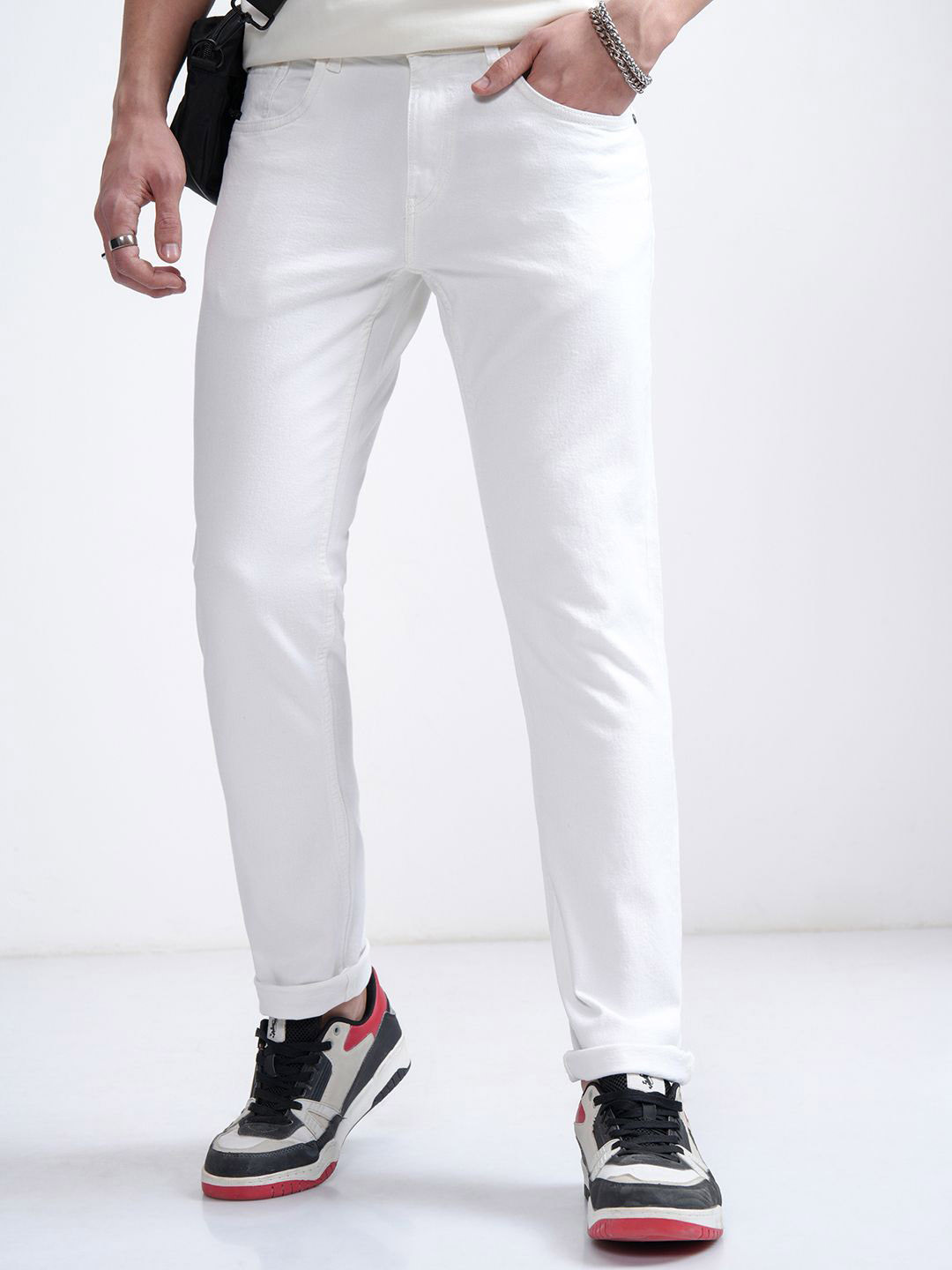 HIGHLANDER Men Mid Rise Slim Leg Ankle Mid Stretch Jeans