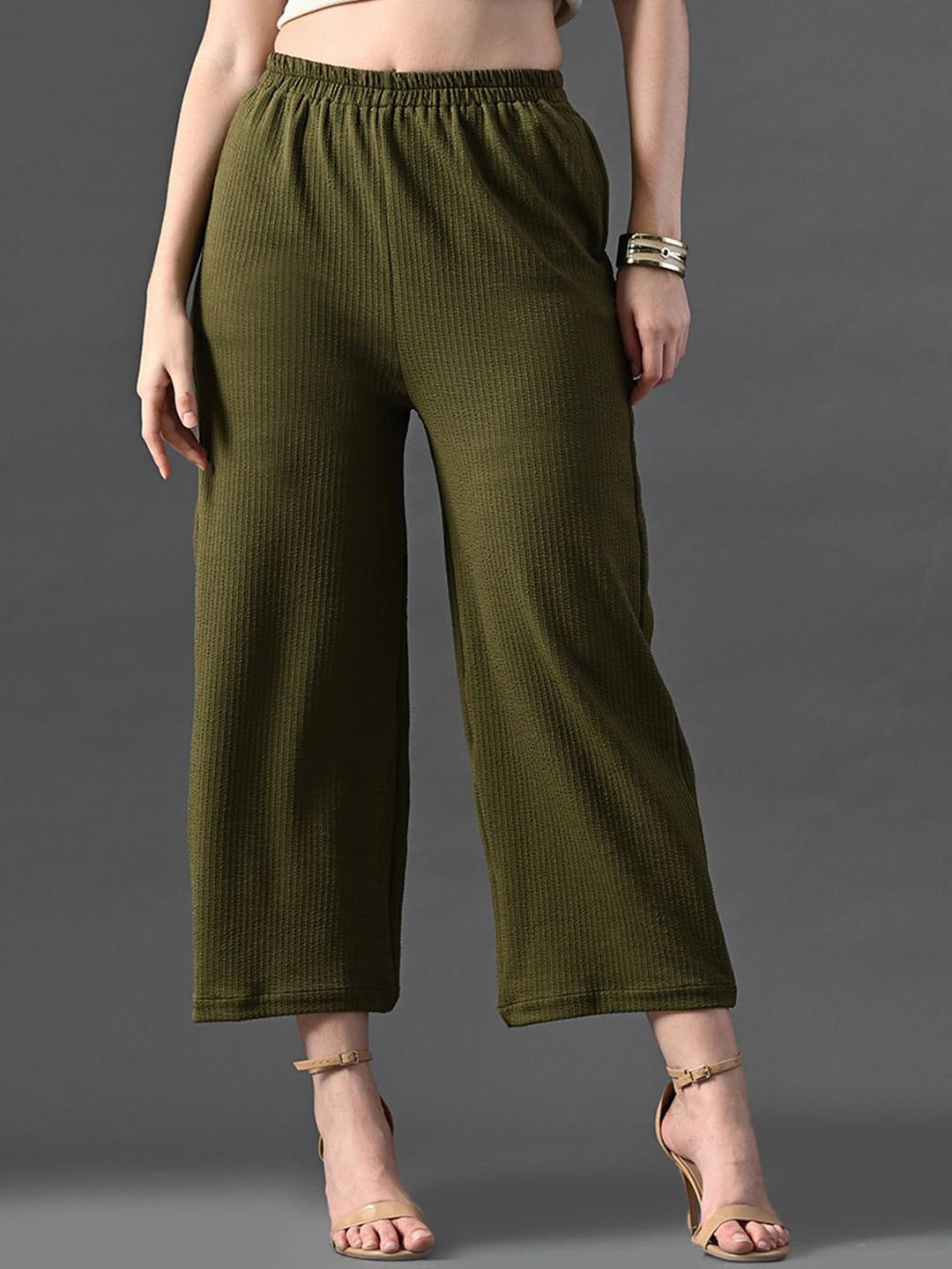 Myshka Women Relaxed High-Rise Easy Wash Trousers