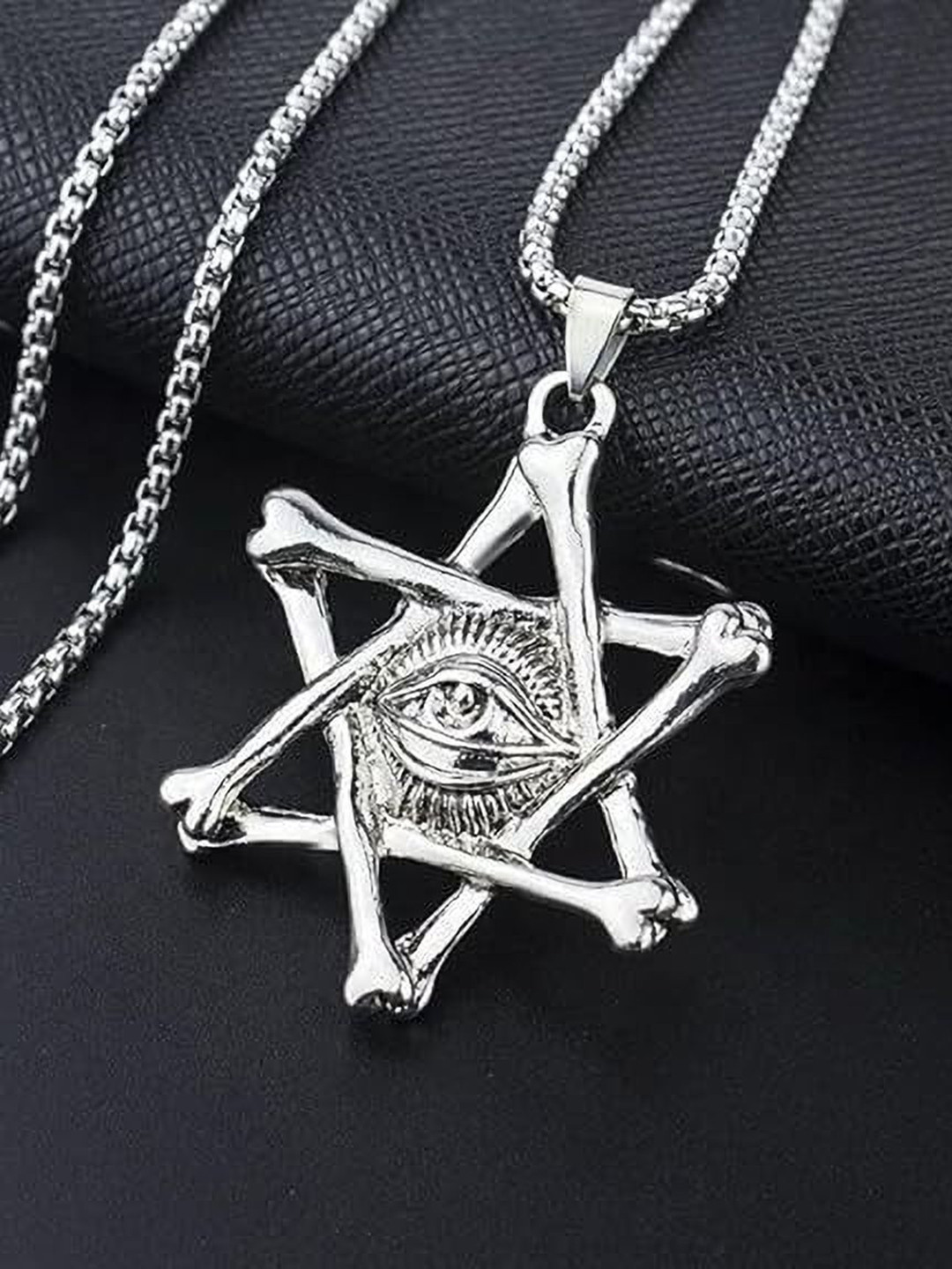 Lila Unisex Stainless Steel Hexagram Eye Pendant With Chain