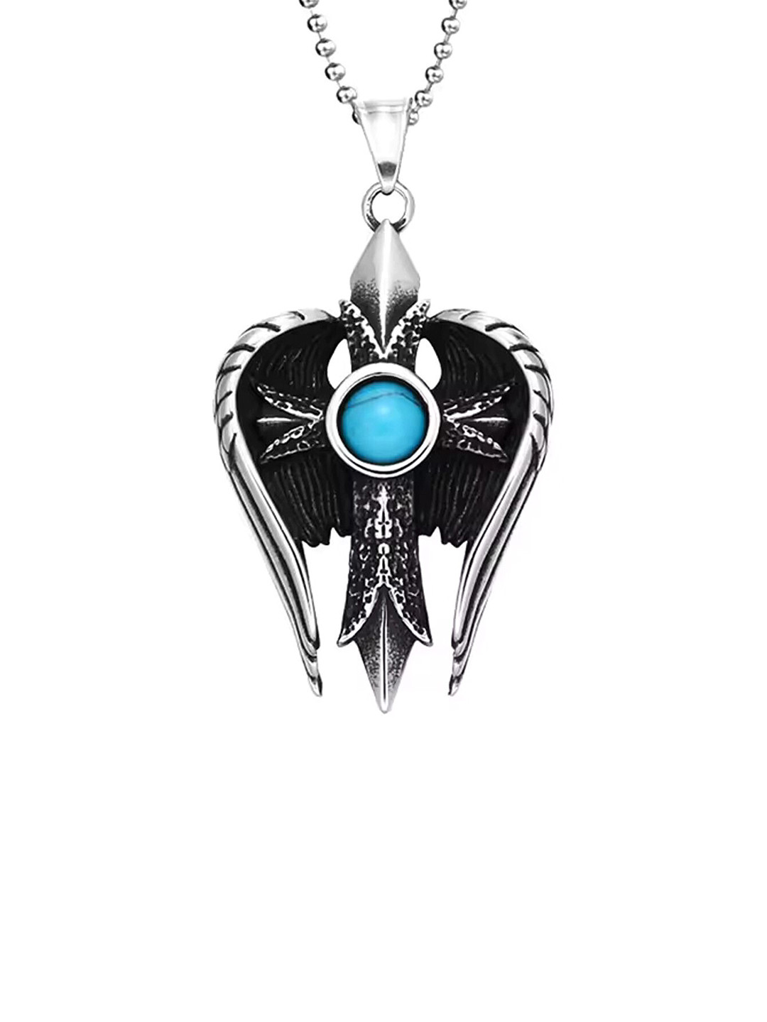 Lila Unisex Stainless Steel Angle Wing Eye Pendant With Chain