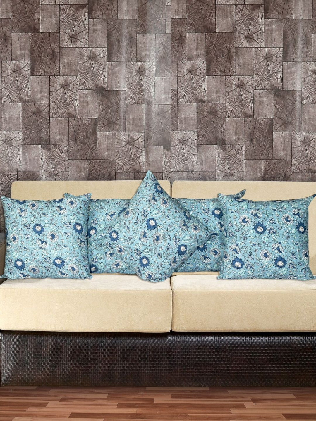 INDHOME LIFE High-Quality Cotton Ultra Soft 5 Pcs Embroidered Cushion Covers-20x20In