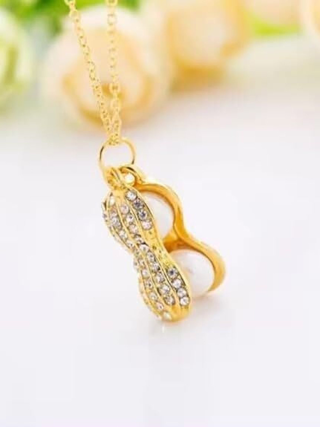 Lila Unisex Stainless Steel Peanut Shape Pendant With Chain