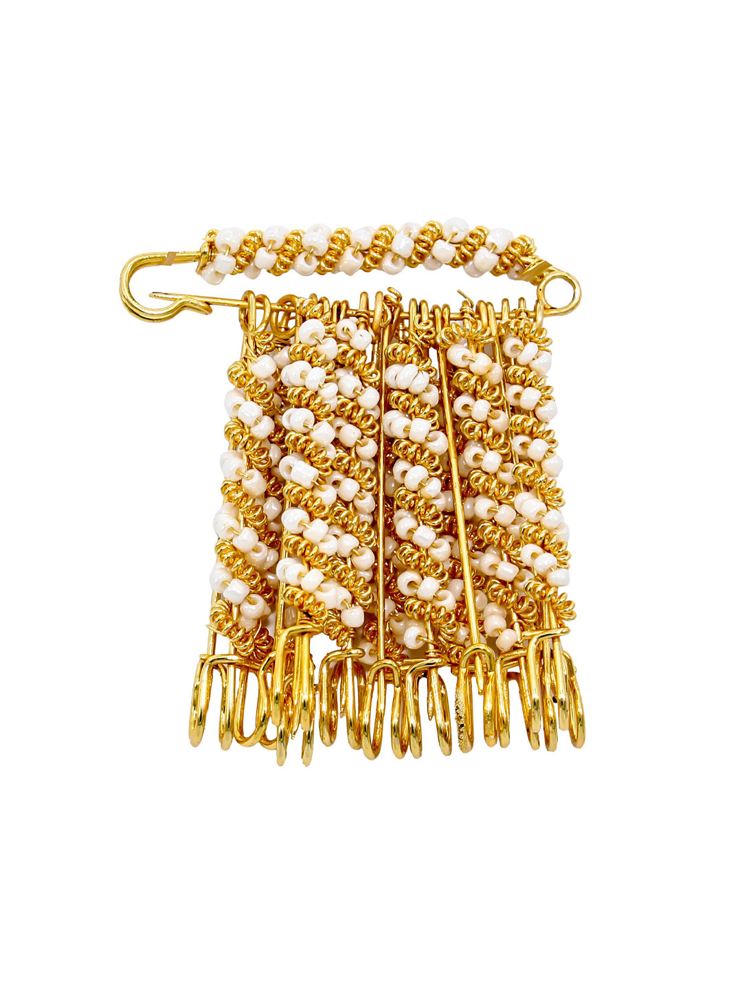 MEMOIR Set Of 12 Gold-Plated Beaded Saree Pin