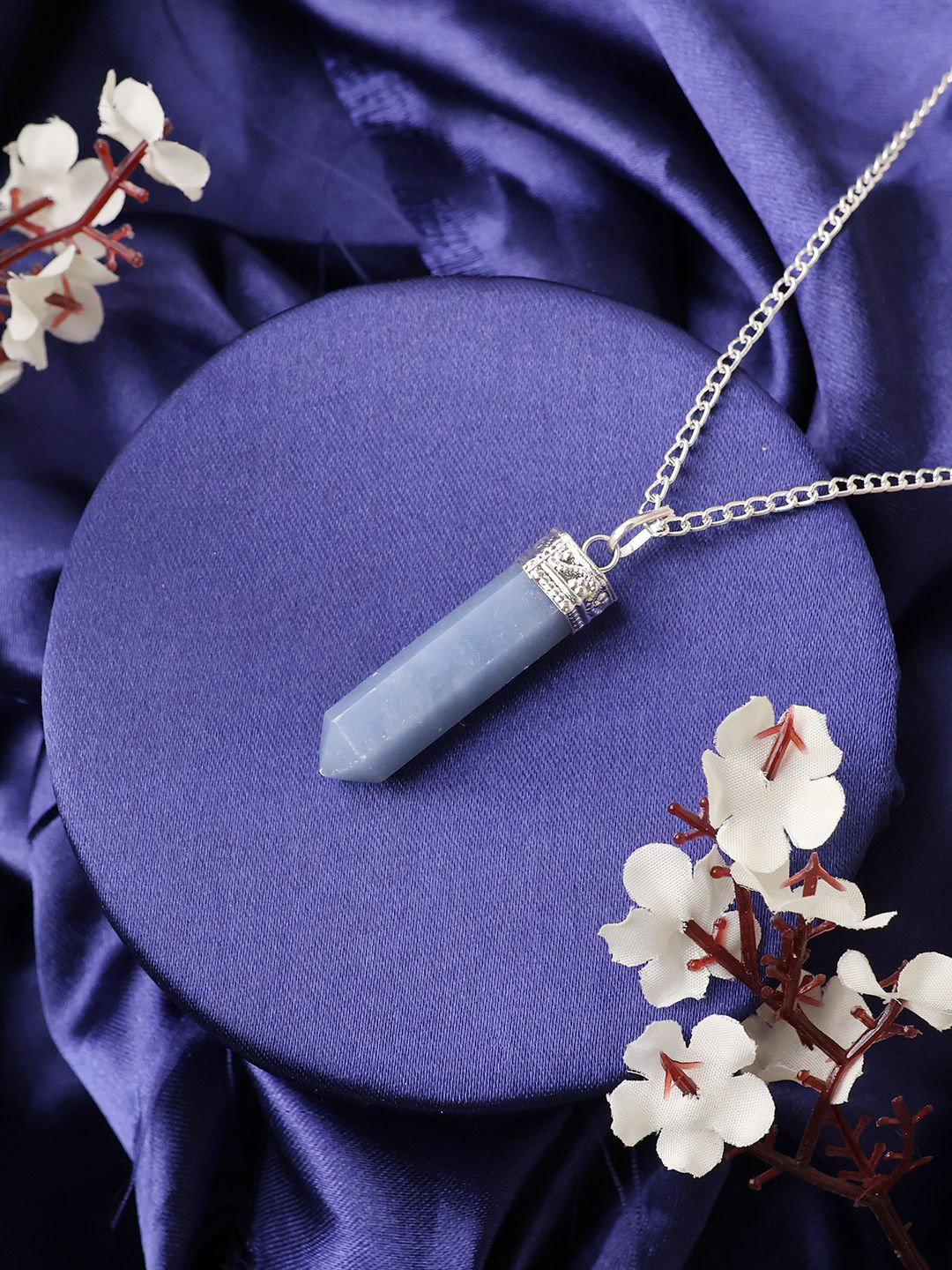 Shubhanjali Unisex Silver-Plated Angelite Pencil Pendant