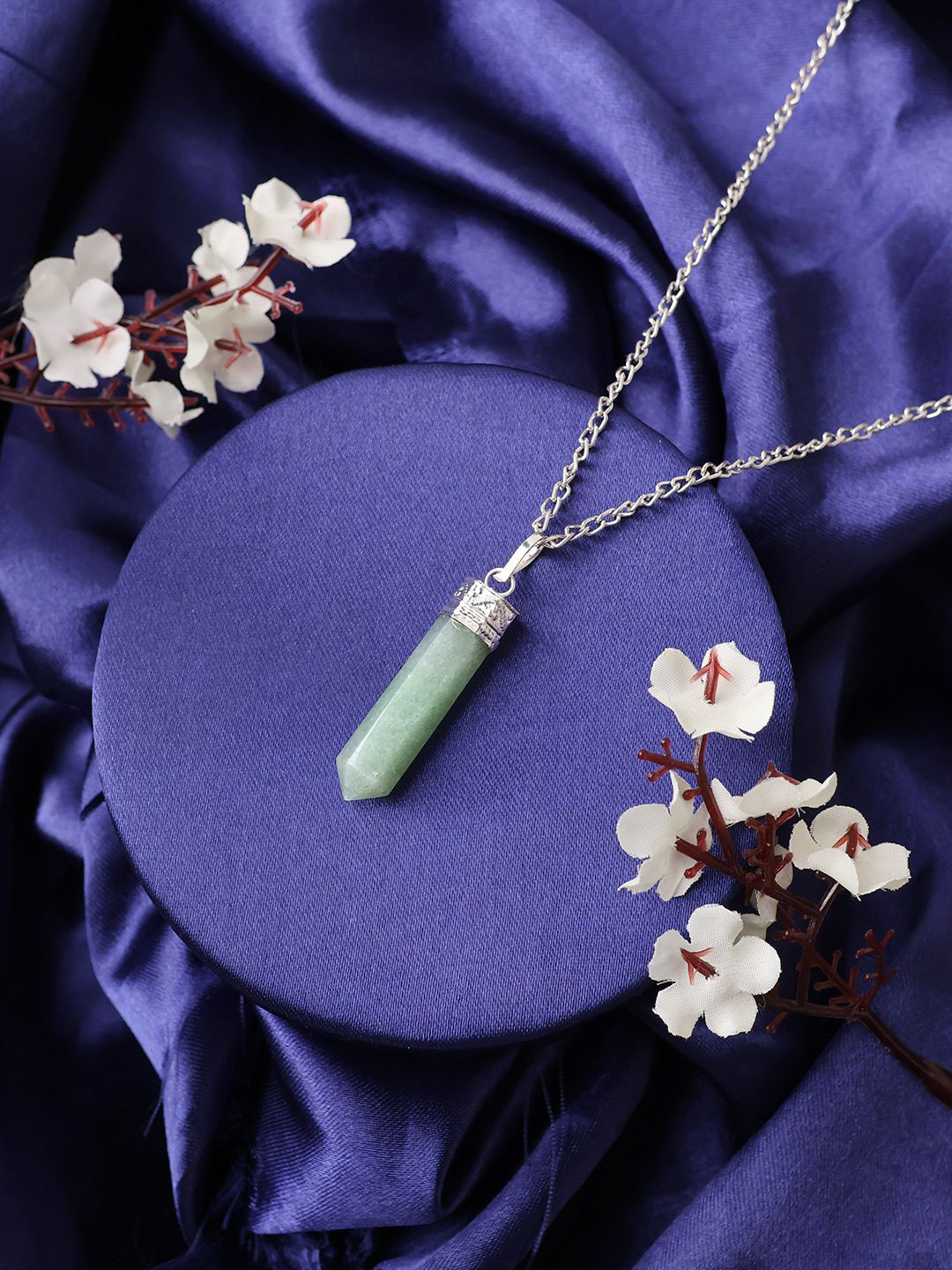 Shubhanjali Unisex Silver-Plated Aventurine Pencil Pendant