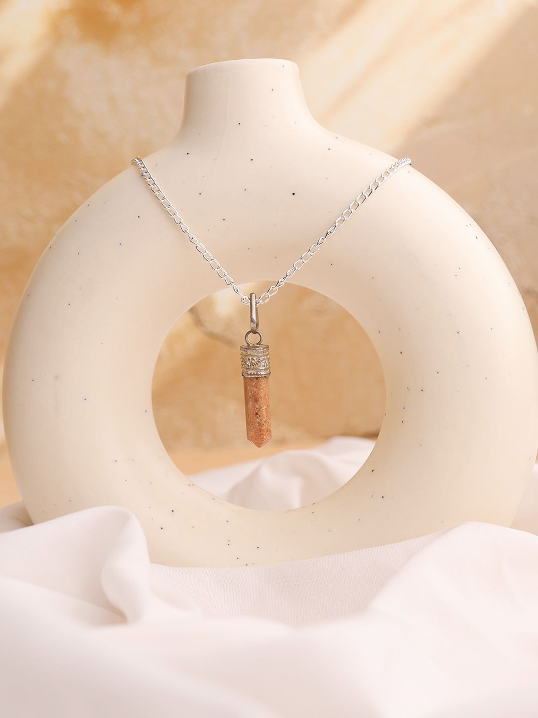 Shubhanjali Unisex Silver-Plated Aventurine Pencil Pendant