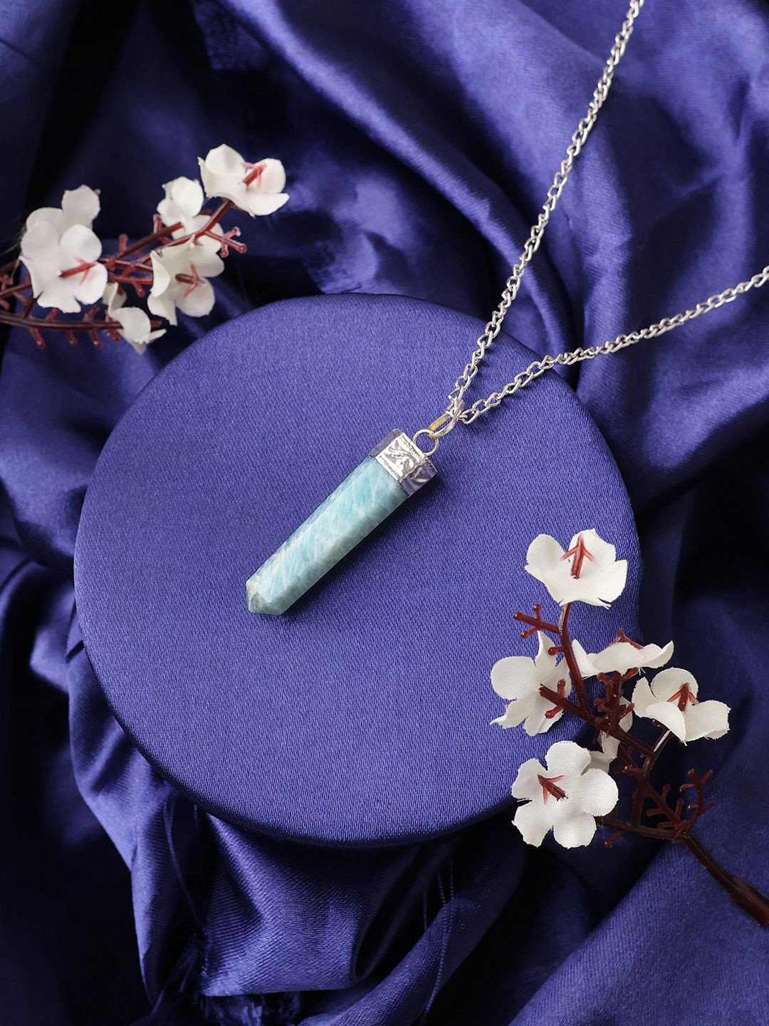 Shubhanjali Unisex Silver-Plated Amazonite Pencil Pendant