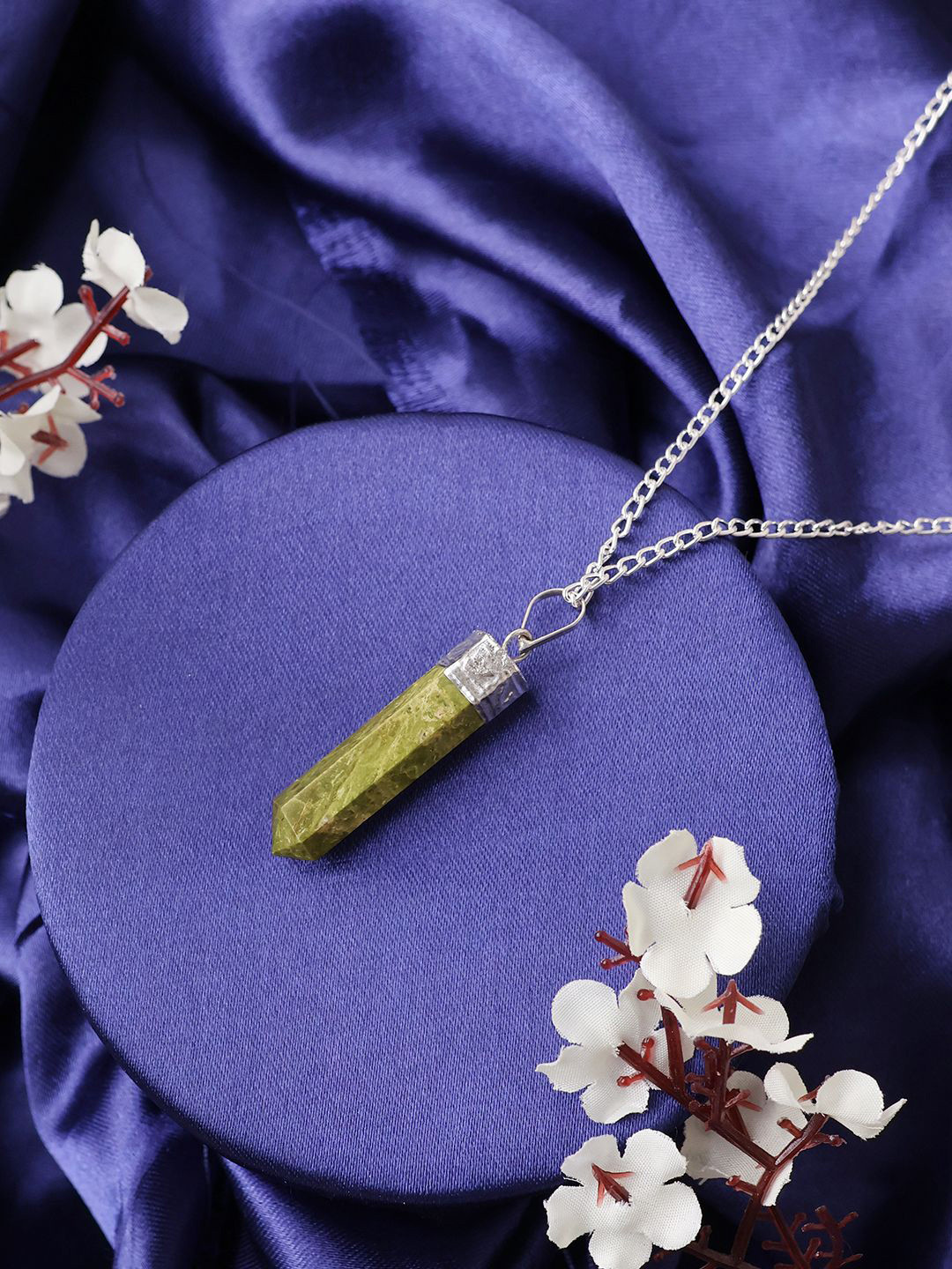 Shubhanjali Unisex Silver-Plated Vesuvianite Pencil Pendant