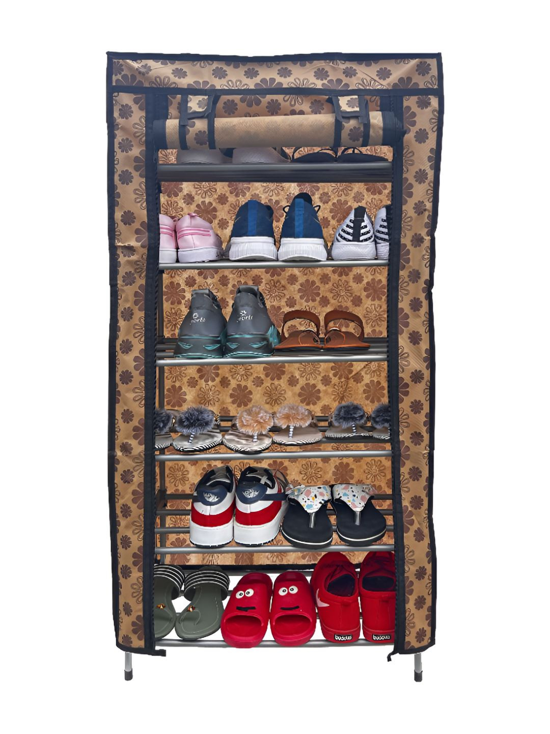 Urban Choice Brown Metal 6-Tier Rectangle Shoe Rack