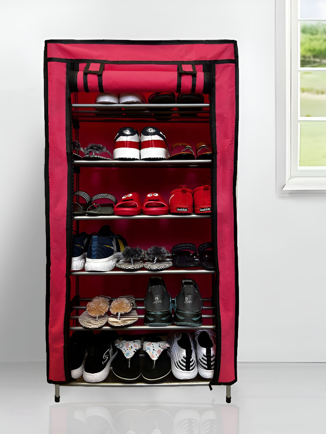 Urban Choice Pink Metal 6-Tier Rectangle Shoe Rack