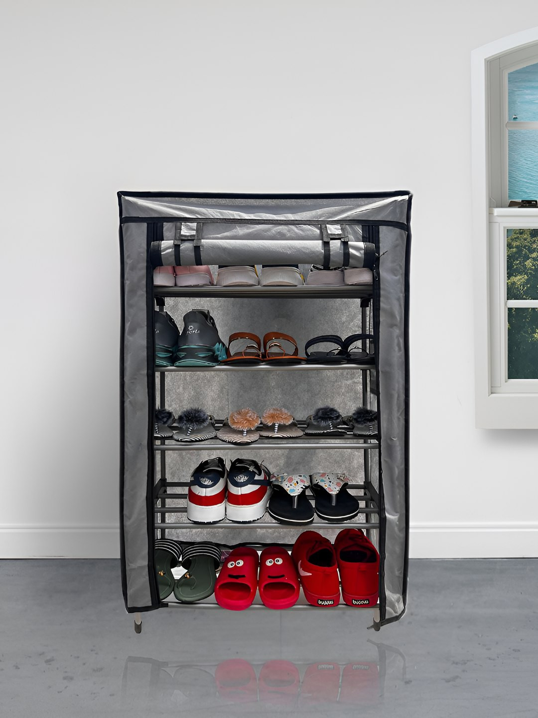 Urban Choice Grey 5-Tier Metal Shoe Rack