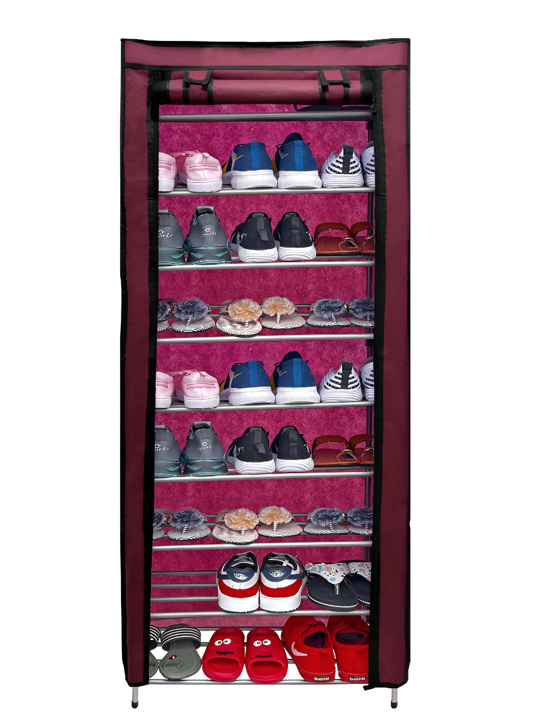 Urban Choice Maroon Textured 9-Tier Shoe Rack