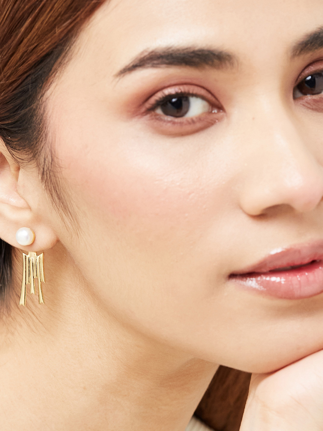 Mareeci Gold-Plated Pearls Contemporary Studs