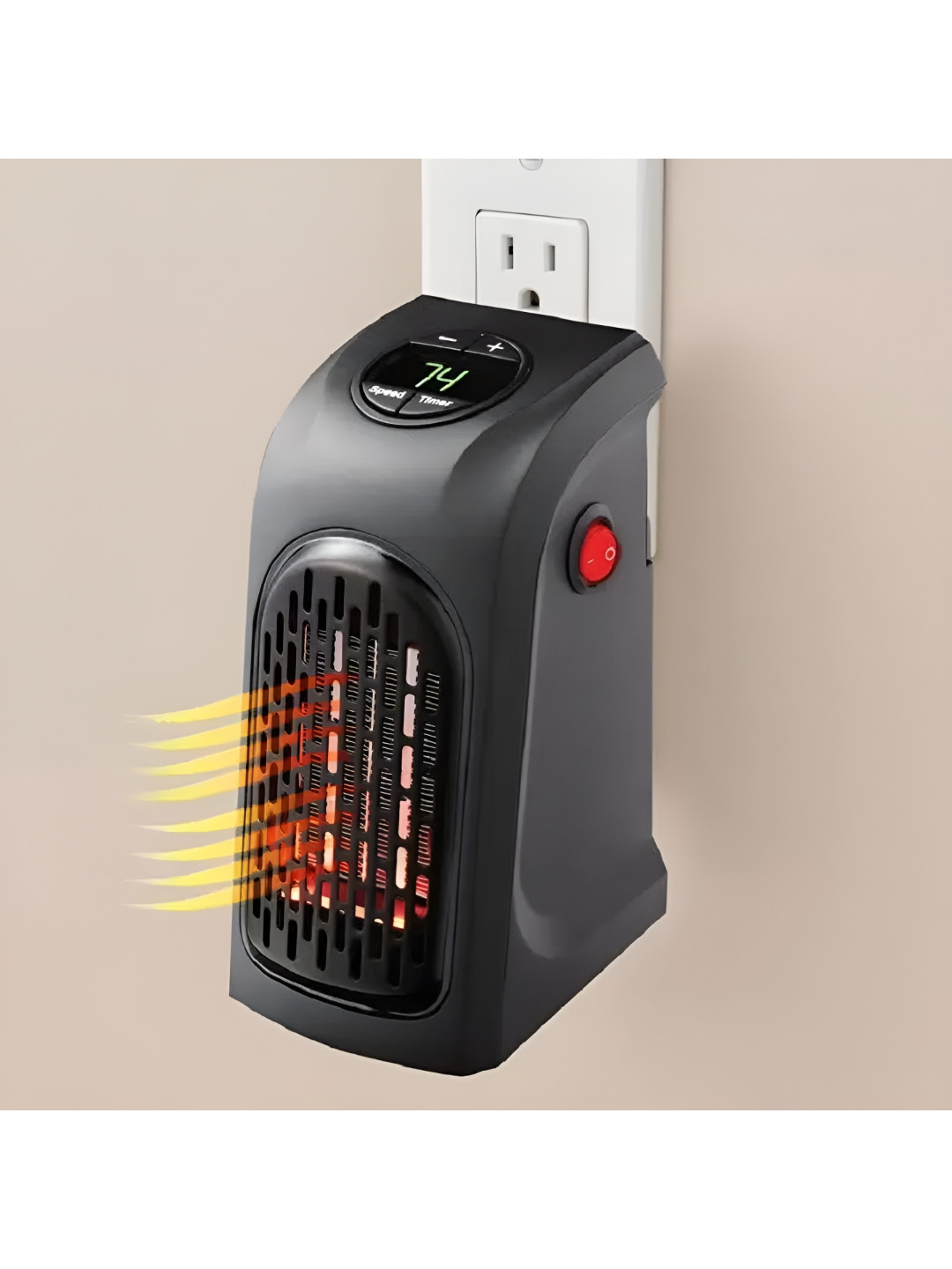 Adbeni Black Plug-In Handy Electric Heater 400 Watt With LED Display