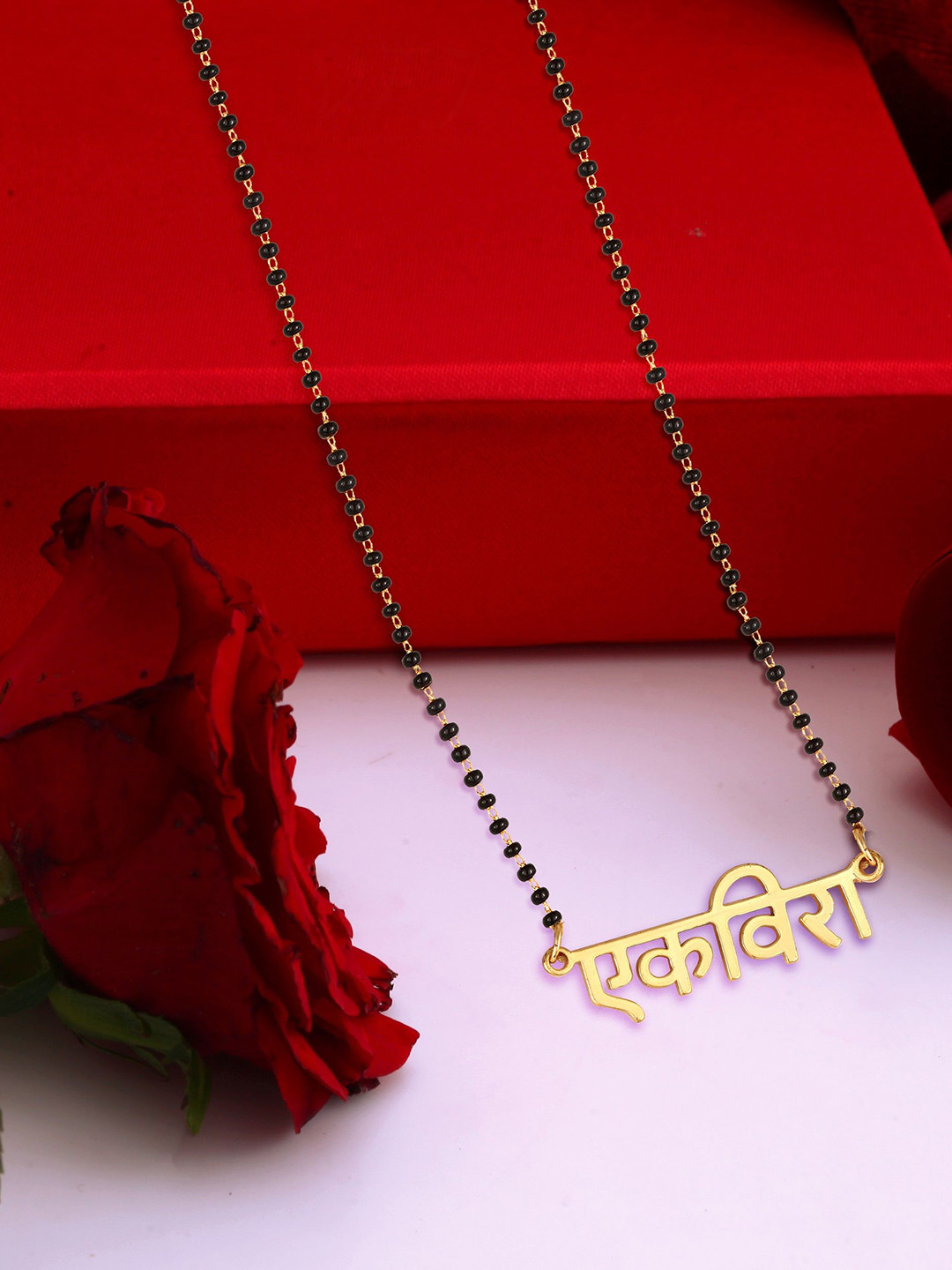 Vighnaharta Gold-Plated Beaded Aai Ekveera Mangalsutra