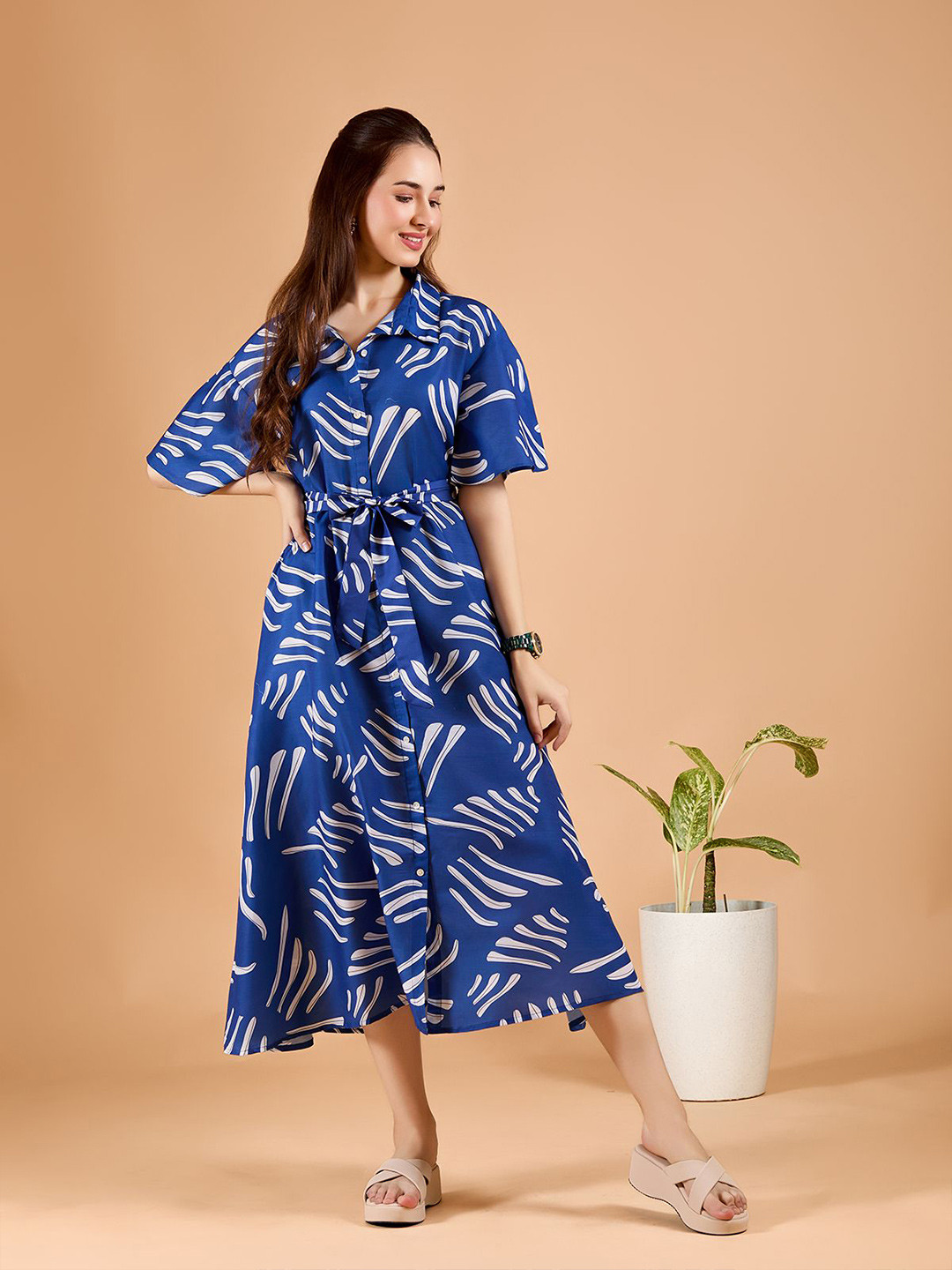 Amarasha Floral Print Fit & Flare Midi Dress